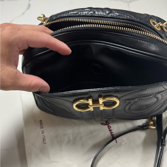Salvatore Ferragamo Black Crossbody Bag with Gold Accents - Picture 2 of 15